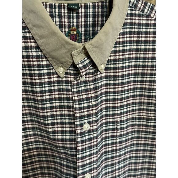 Hunt Club Men's Green Red Checkered Long Sleeve Button Down Cotton Shirts Size 3 - Picture 3 of 5